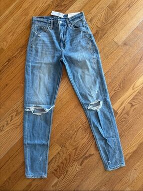 American Eagle Outfitters Cool Classic Mom Jean Distressed High-Rise Jeans Long